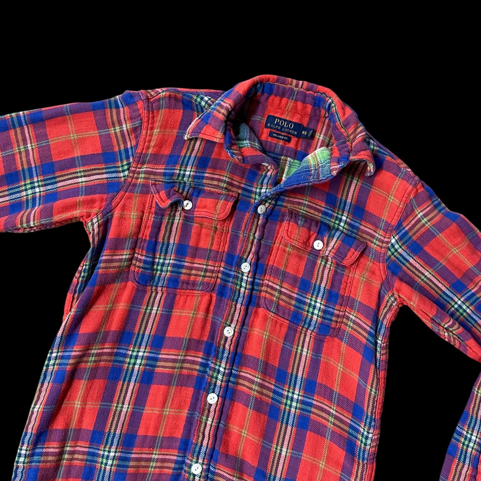 Polo Ralph Lauren XS Plaid Flannel Shirt Womens Relaxed Fit Cotton Fall Wardrobe