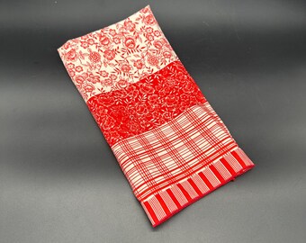 Vintage Taschentuch kleines Halstuch rot weiß Floral karierter Schal Bandana 20x20