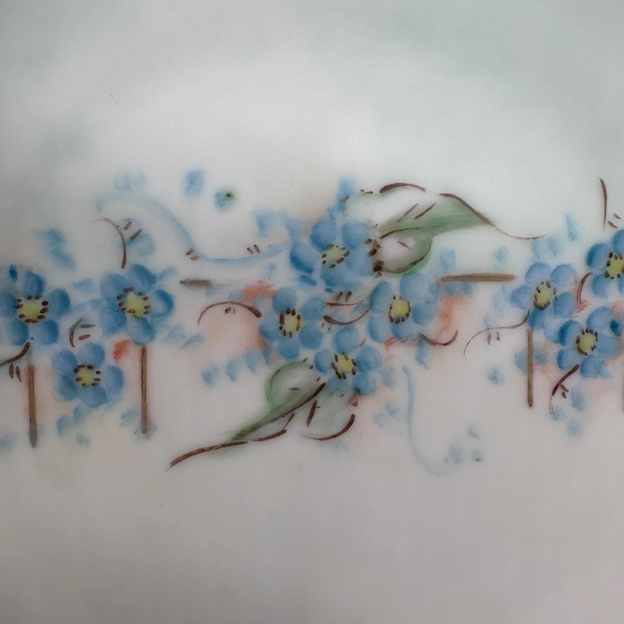 アンティークブルーフラワープレート Vintage Floral Plate Hand Painted Blue Flowers Porcelain 6 Inch
