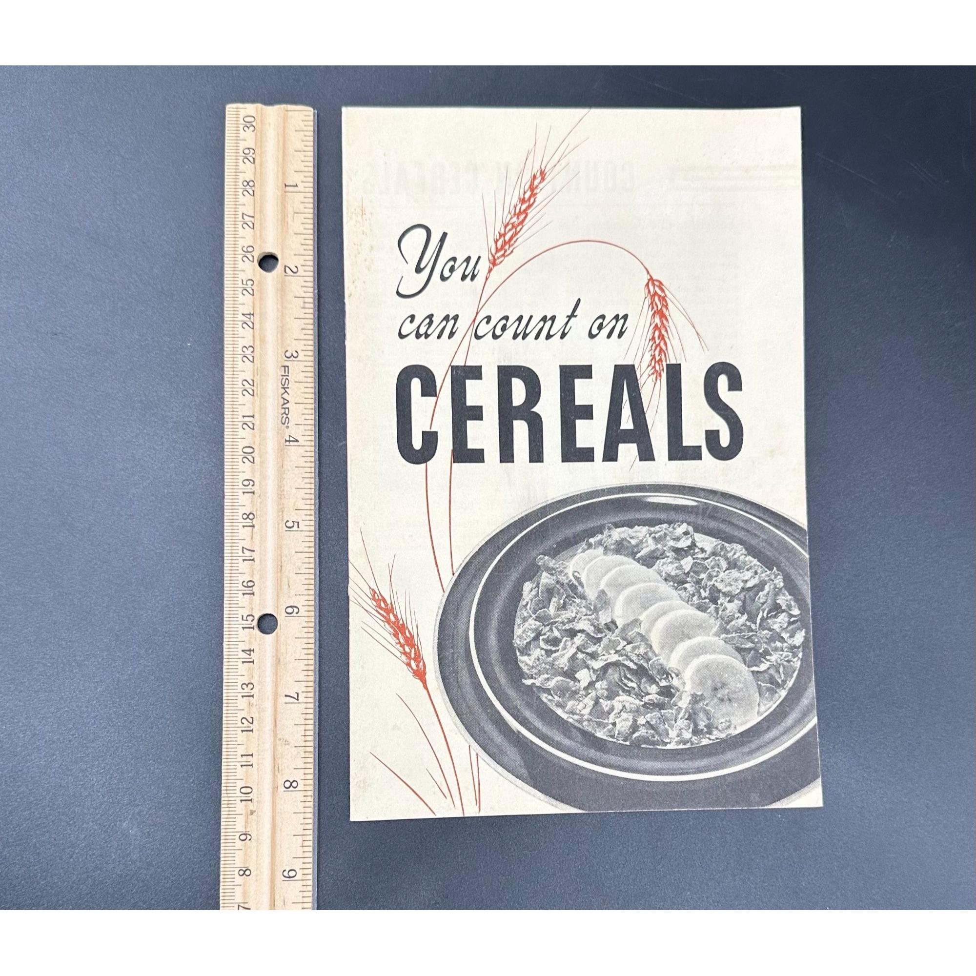 Vintage Breakfast Recipes Booklet You Can Count on Cereals 1940s ...