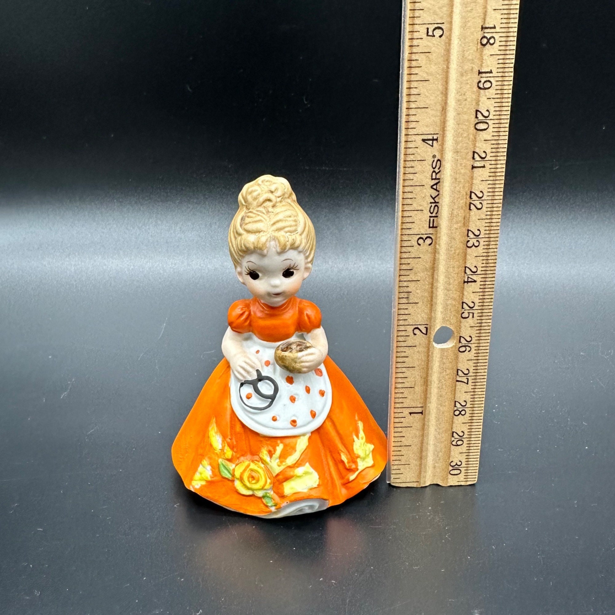 Vintage Girl Figurine George Good Josef 1974 Autumn Orange Yellow