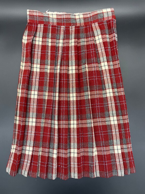 Vintage Girls Skirt Wool Plaid Pleated Schoolgirl 