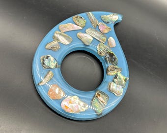 Vintage Blue Lucite Abalone Shell Trivet New Designs USA 1969 MCM Retro Kitchen