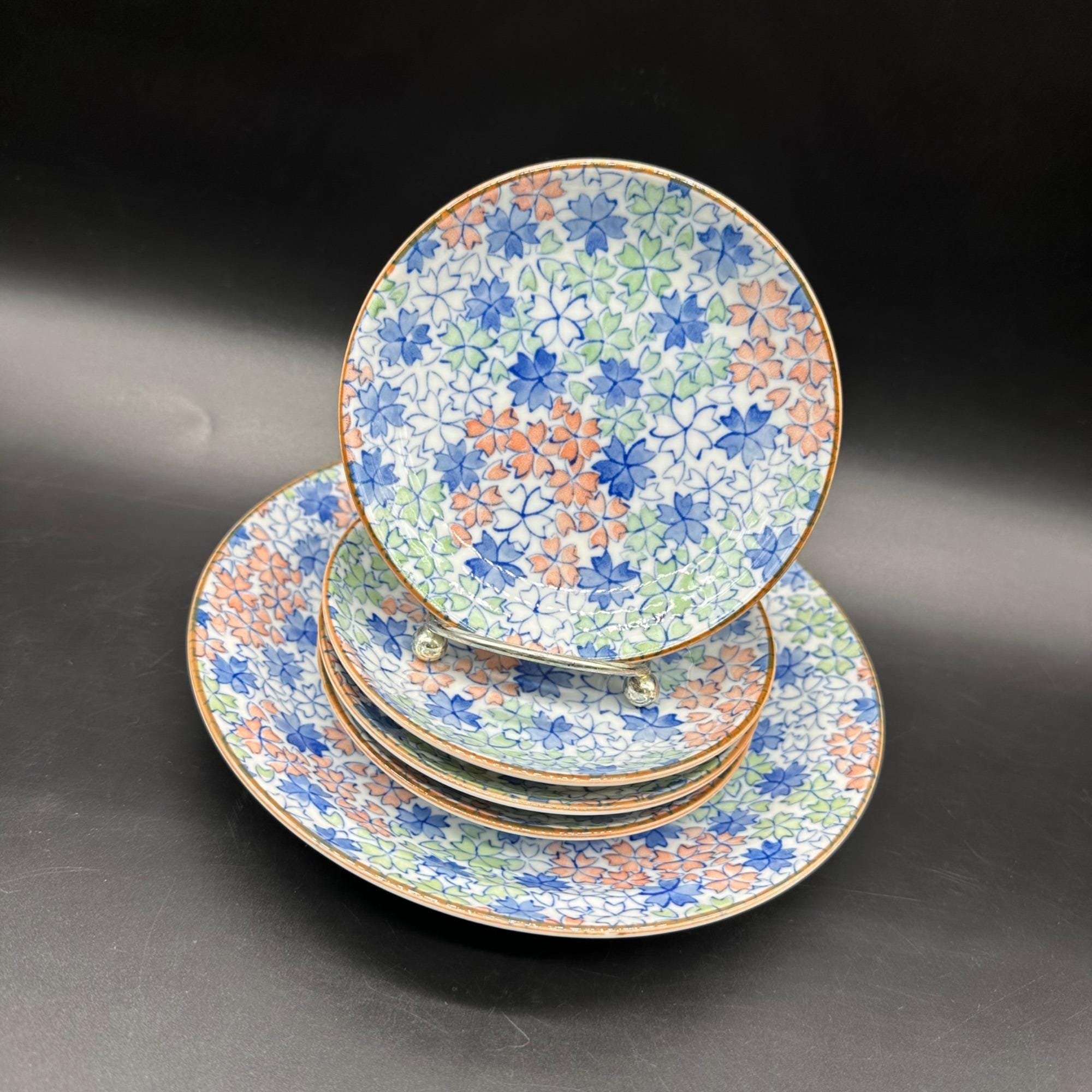 Vintage Asian Blue and Pink Plates - Etsy