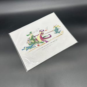 Impresión firmada por Robert Marble: Arte de dibujos animados de dragones, decoración de pared kitsch. Un pequeño caballero puede interrumpir todo tu día.