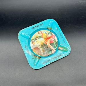 Vintage 1950s Mattina Bar Ashtray Pinup Budweiser Mixed Drinks Advertising Risque