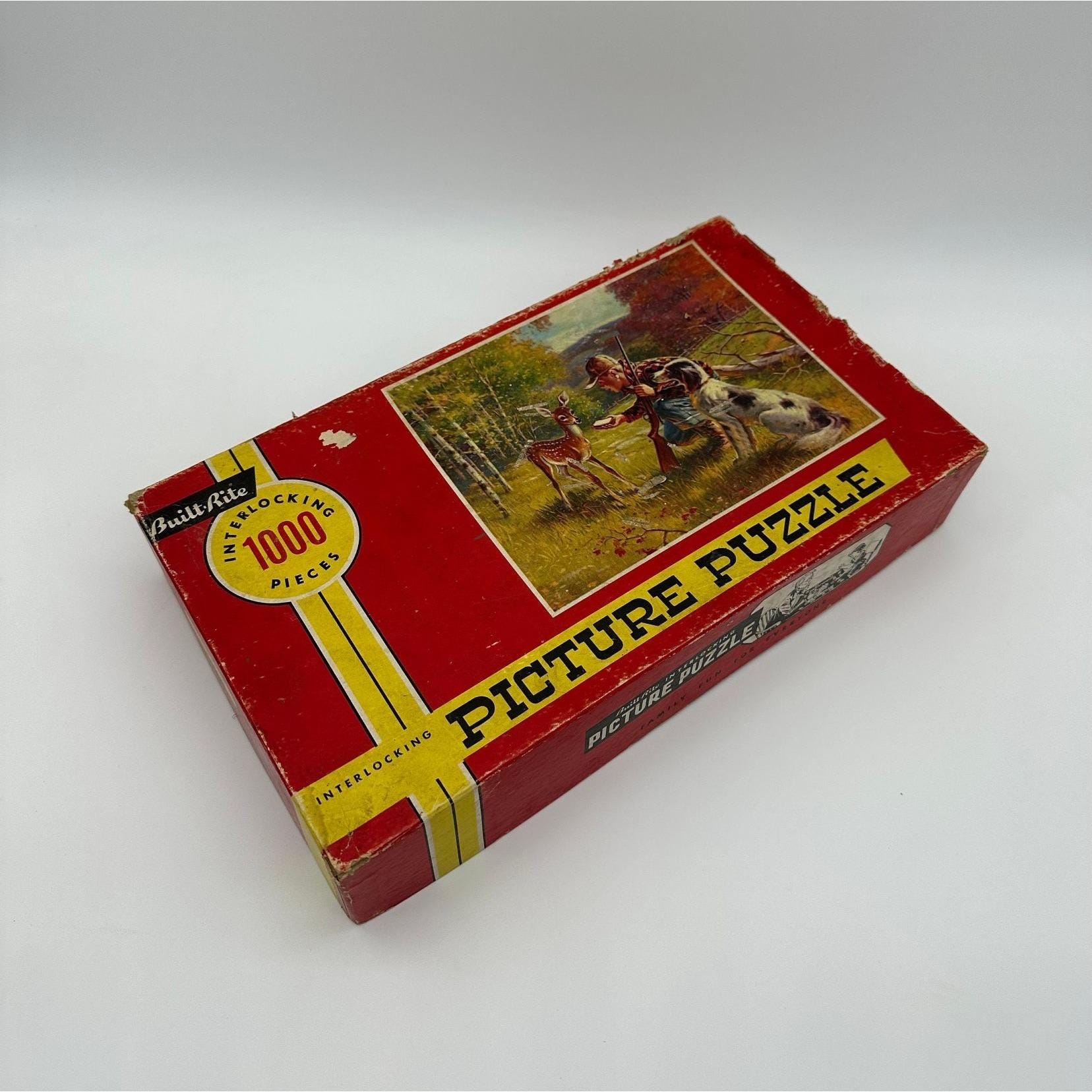 Vintage Jigsaw Puzzle Built Rite Making Friends 1000 Piece Deer Hunting ...