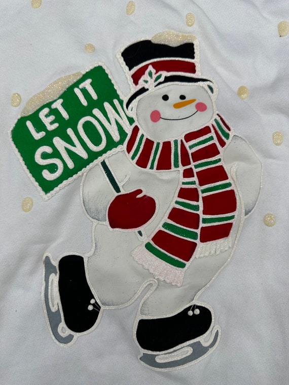 Vintage Christmas Sweatshirt XL Snowman Let it Sn… - image 5