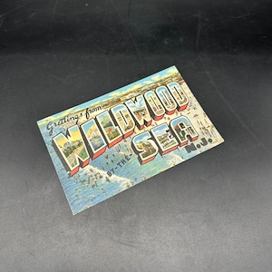Stara pocztówka Wildwood Sea New Jersey Boardwalk Ocean Seaside Swimmers 1960 Opublikowano