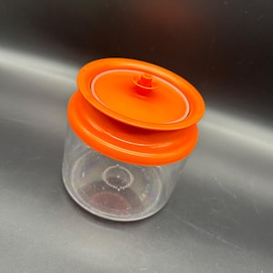 Vintage Tupperware Canister Push Top Lid Orange USA Storage Container 1970s  3 3/4 Cups