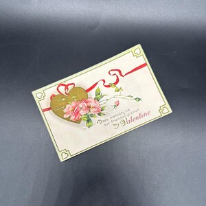 Carte postale vintage Saint Valentin coeur de roses roses des années 1950 Made in USA Friends