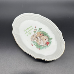 Vintage Trinket Dish Bunny Strawberry Grandparents Add Sweetness To Life 1980