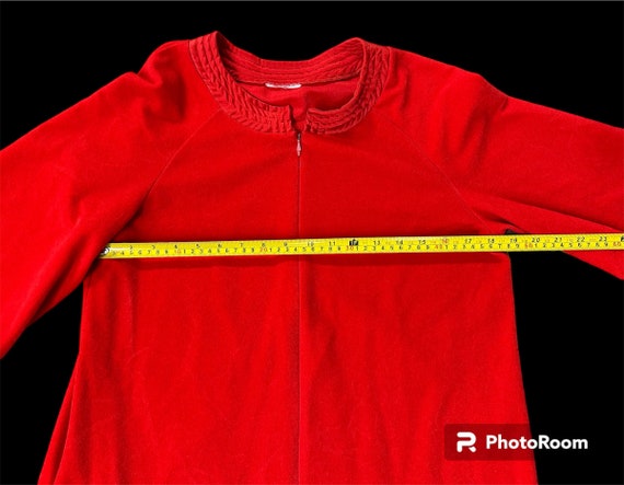 Vintage Robe Housecoat Duster Red Zipper Pockets … - image 10