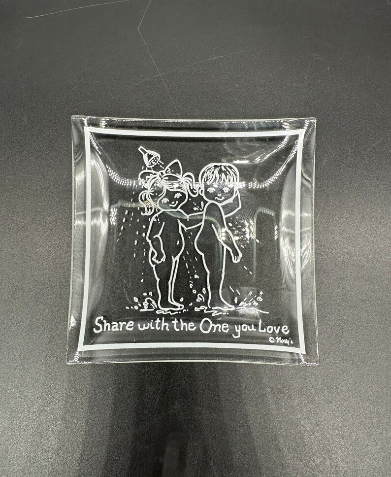 Vintage Trinket Dish Jewelry Holder Kitschy Glass Boy Girl Montys image 2