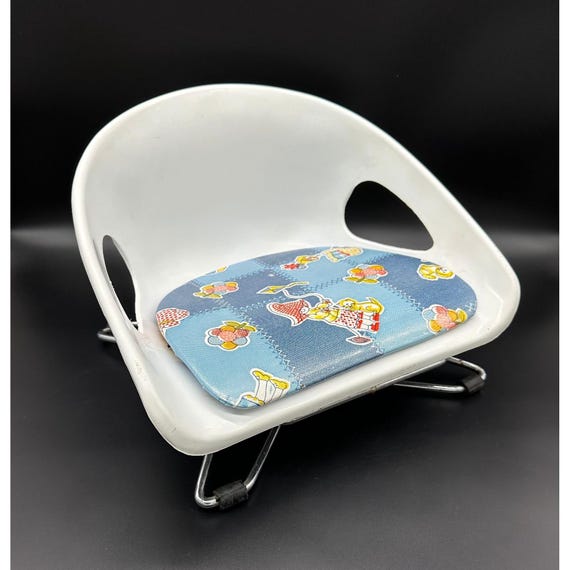 Vintage Cosco Childs Chair Colorful Patchwork Adjustable Booster