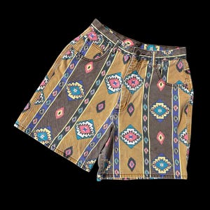 Vintage Womens Shorts Nuovo County Seat Aztec Southwestern Denim Size 13/14 Hong Kong