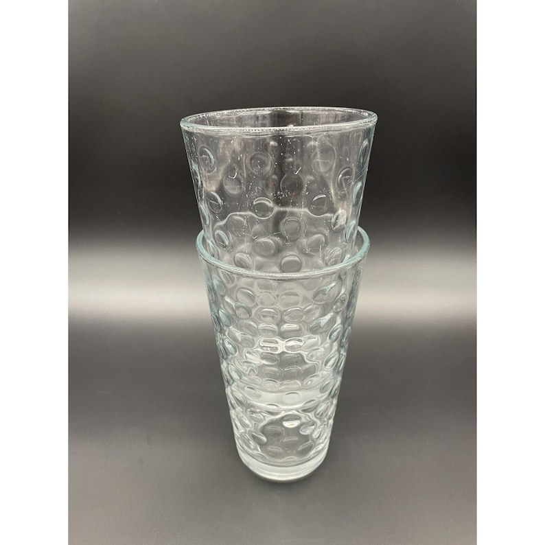 Dinking Glasses Vintage Libbey Dots Bubble 16 ounces Clear Glass Tumbler Water image 2