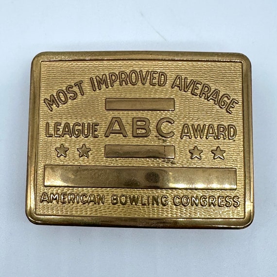 Vintage Belt Buckle American Bowling Congress Mos… - image 2