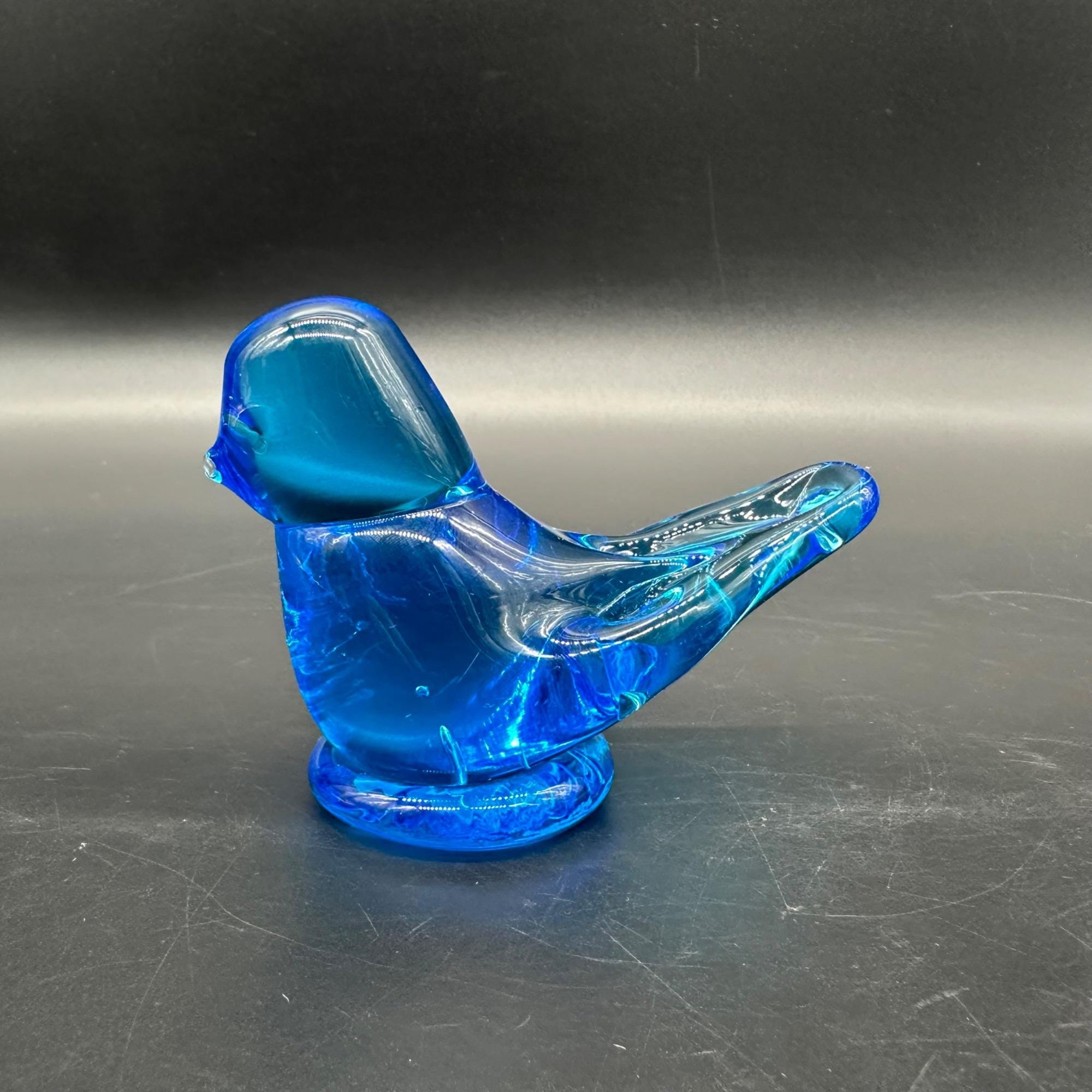 Vintage Art Glass Bird Bluebird of Happiness Figurine Ron