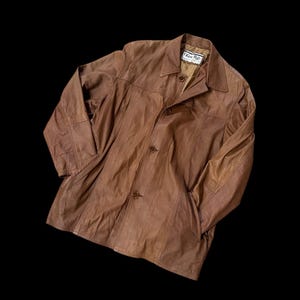 Blouson en cuir italien vintage des années 1970 marron moyen fabriqué en Italie doux rétro tel quel