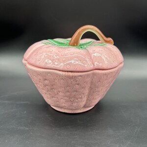Vintage Strawberry Canister Pink Kitschy Valley Vista California USA Pottery MCM