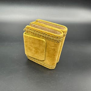 Estuche de terciopelo vintage para dos naipes, estilo retro, para bridge, póquer, década de 1970