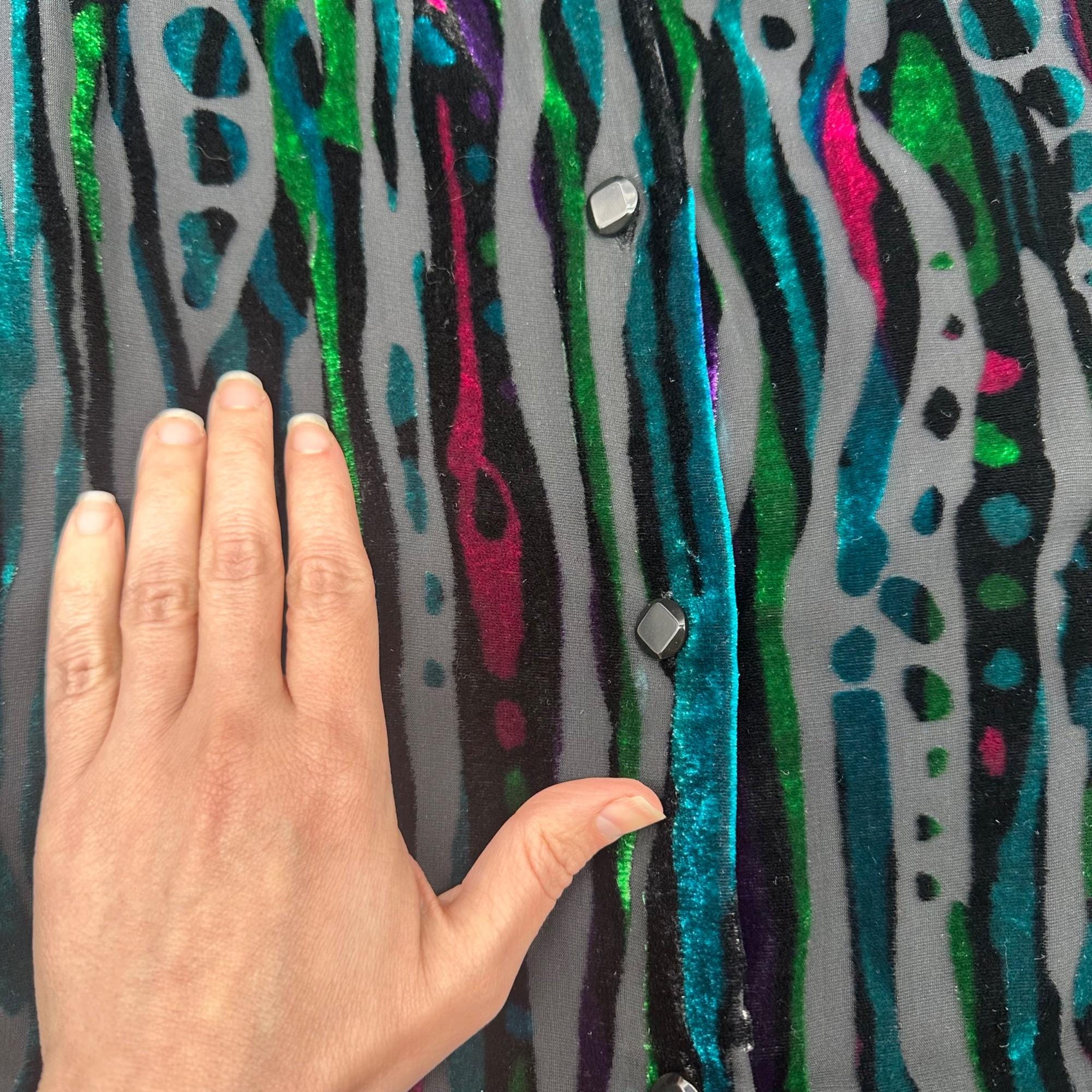 Vintage Bob Mackie Wearable Art Velour Burnout Animal Print Shirt