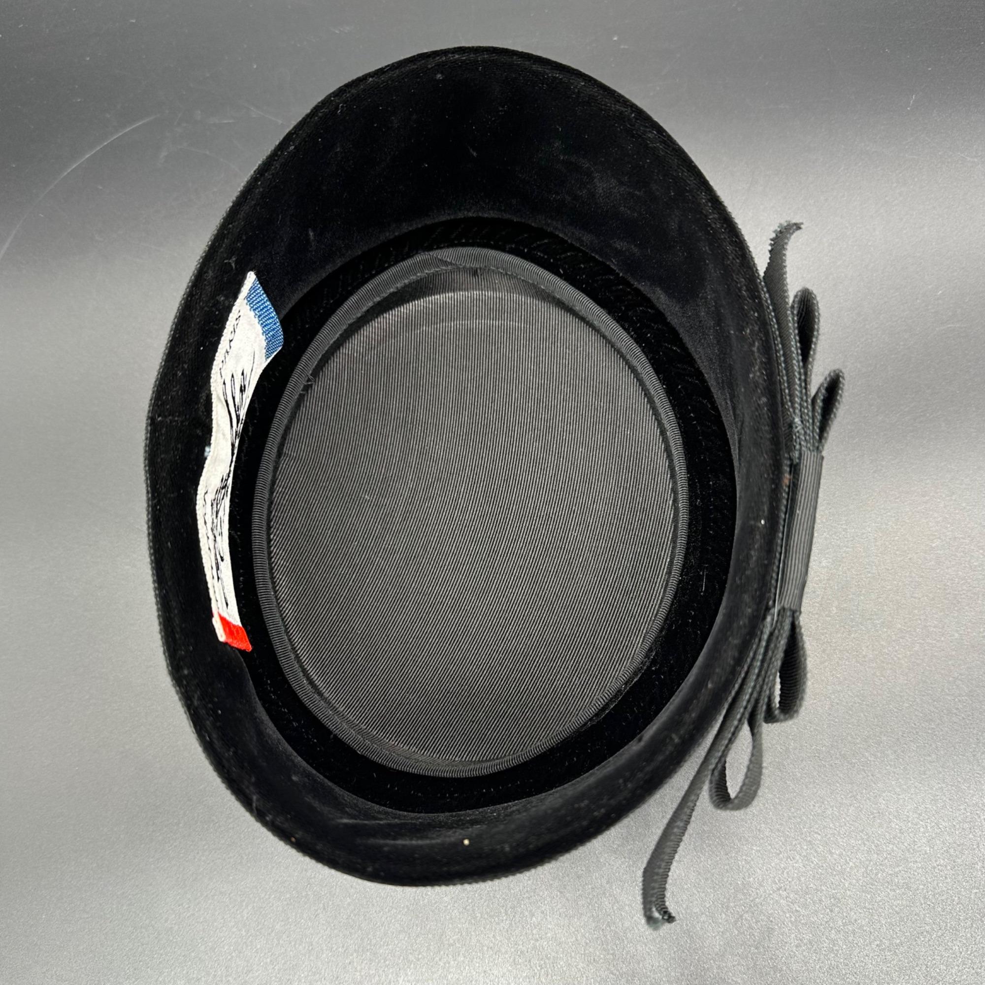 Vintage Pillbox Hat 1960s Mr John Black Velvet Jackie Kennedy Style Bow Accent Velvet 1960s Vintage Hats for Women for sale | eBay main image 4