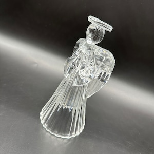 Estatuilla de ángel de cristal, portavelas de cristal, manos rezando transparentes, decoración navideña