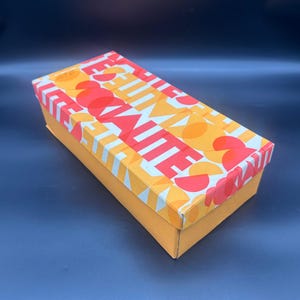 Boîte à chaussures vide socialites vintage des années 1970, design pop art, rangement rétro, taille 10