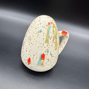 Vintage Egg Shaped Atomic Stove Top Shaker Aqua Orange Speckled Hand Painted