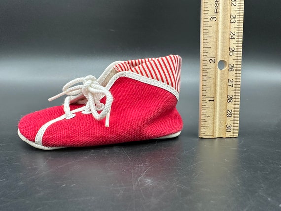 Vintage Baby Shoes Crib Doll Fabric Lace Up Baby … - image 10