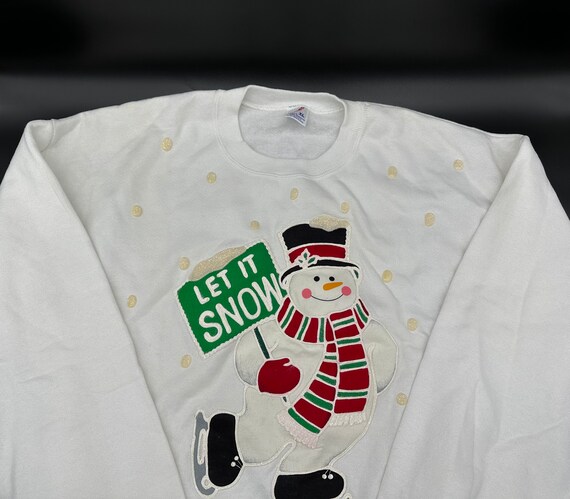 Vintage Christmas Sweatshirt XL Snowman Let it Sn… - image 2