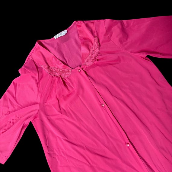 Vintage Robe Duster Housecoat Pink 1980s Floral B… - image 1