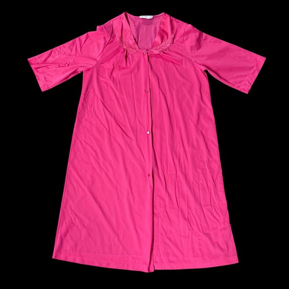 Vintage Robe Duster Housecoat Pink 1980s Floral B… - image 2