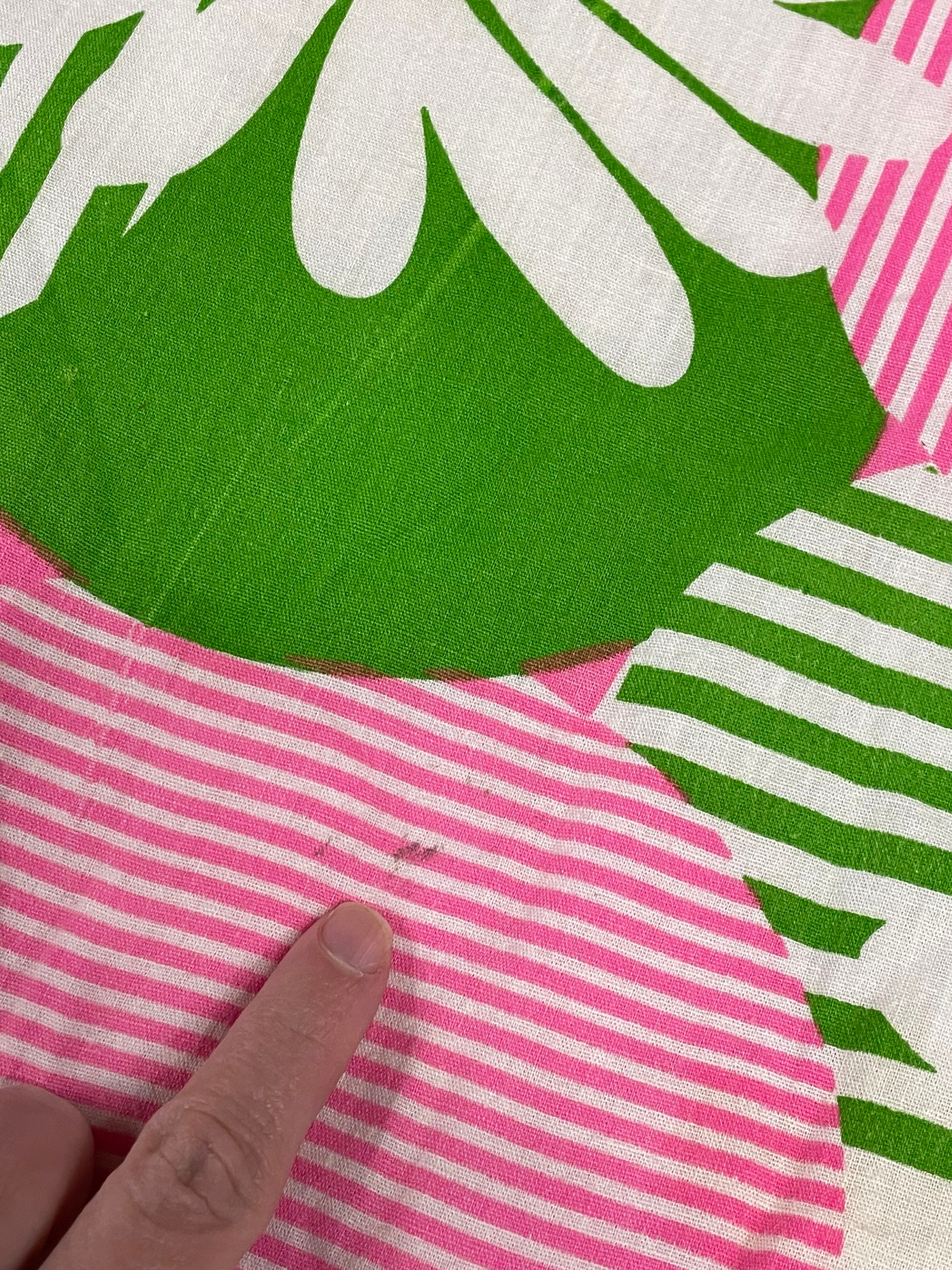 Sac De Couchage Vintage Réversible Motif Fleurs - Années 60 - Rose/vert - 68x31 In