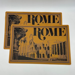 Vintage placemats karton papier Romeins Colosseum Italië retro halverwege de eeuw