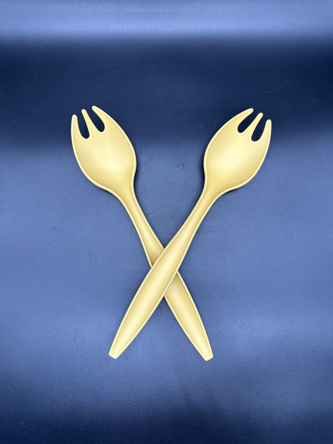 Vintage Tupperware Salad Forks Spoons Sporks Serving Harvest Gold