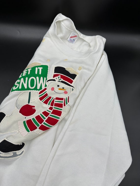 Vintage Christmas Sweatshirt XL Snowman Let it Sn… - image 1
