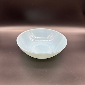 Zabytkowa miska Fire King Turquoise Blue Glass USA z lat 50. Delphite Retro