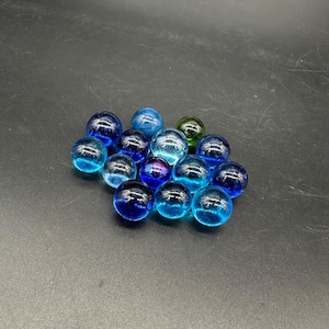 Vintage Round Glass Marbles Blue Green Purple Lot of 14 Retro Collectible