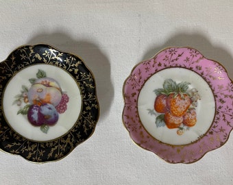 Vintage Miniature Assiettes Sachet de Thé Plat Fruits Fraises