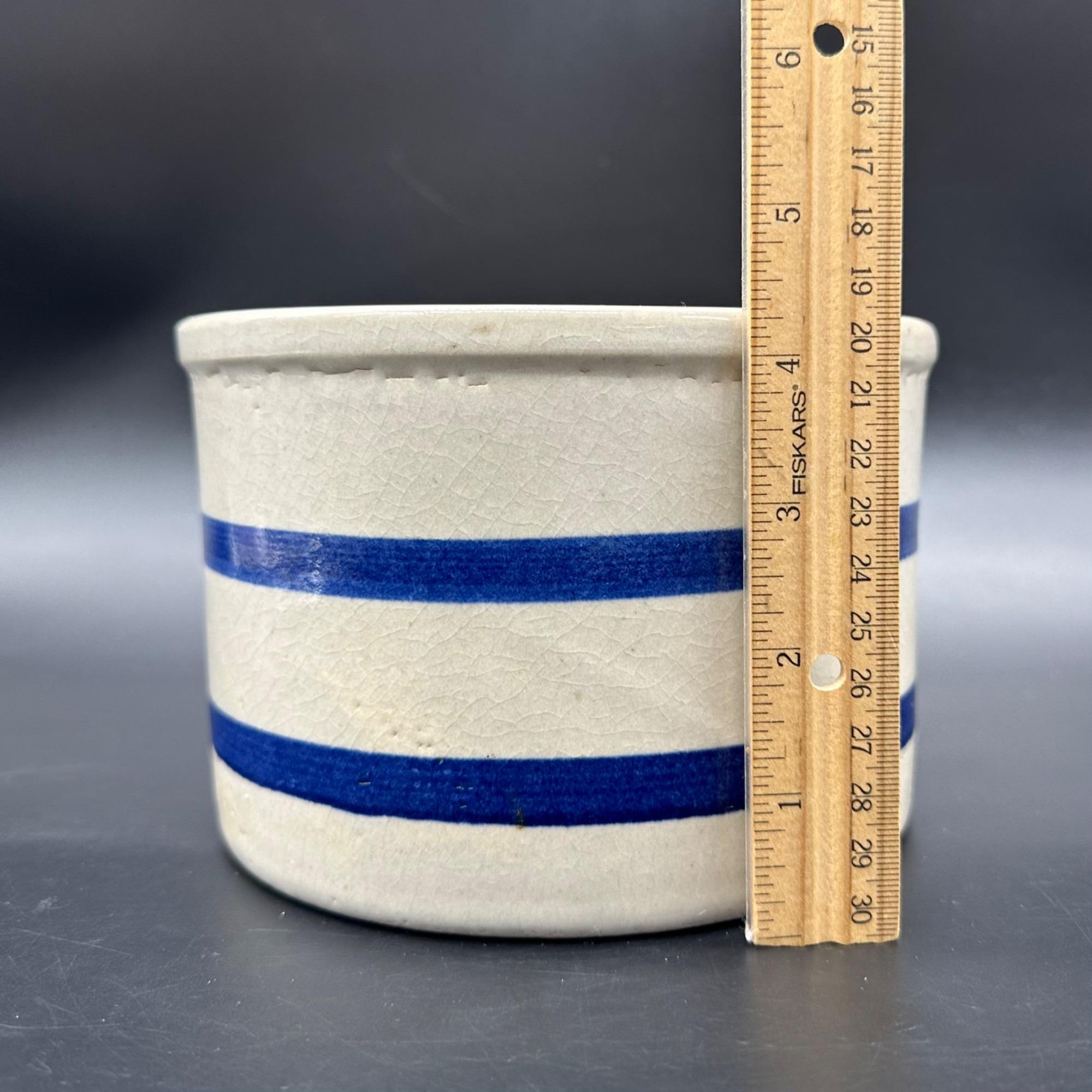 Vintage Robinson Ransbottom Pottery Crock 1 Quart Low Jar Blue