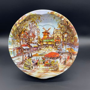 Vintage Tin Bowl Daher Decorated Ware Scalloped Paris France Moulin Rouge