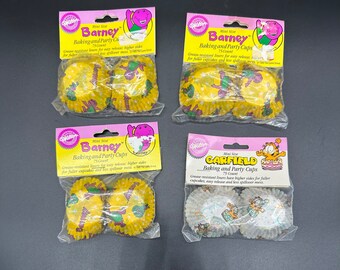 Vintage Baking Cups Barney Garfield Wilton Mini Cupcake Party NOS