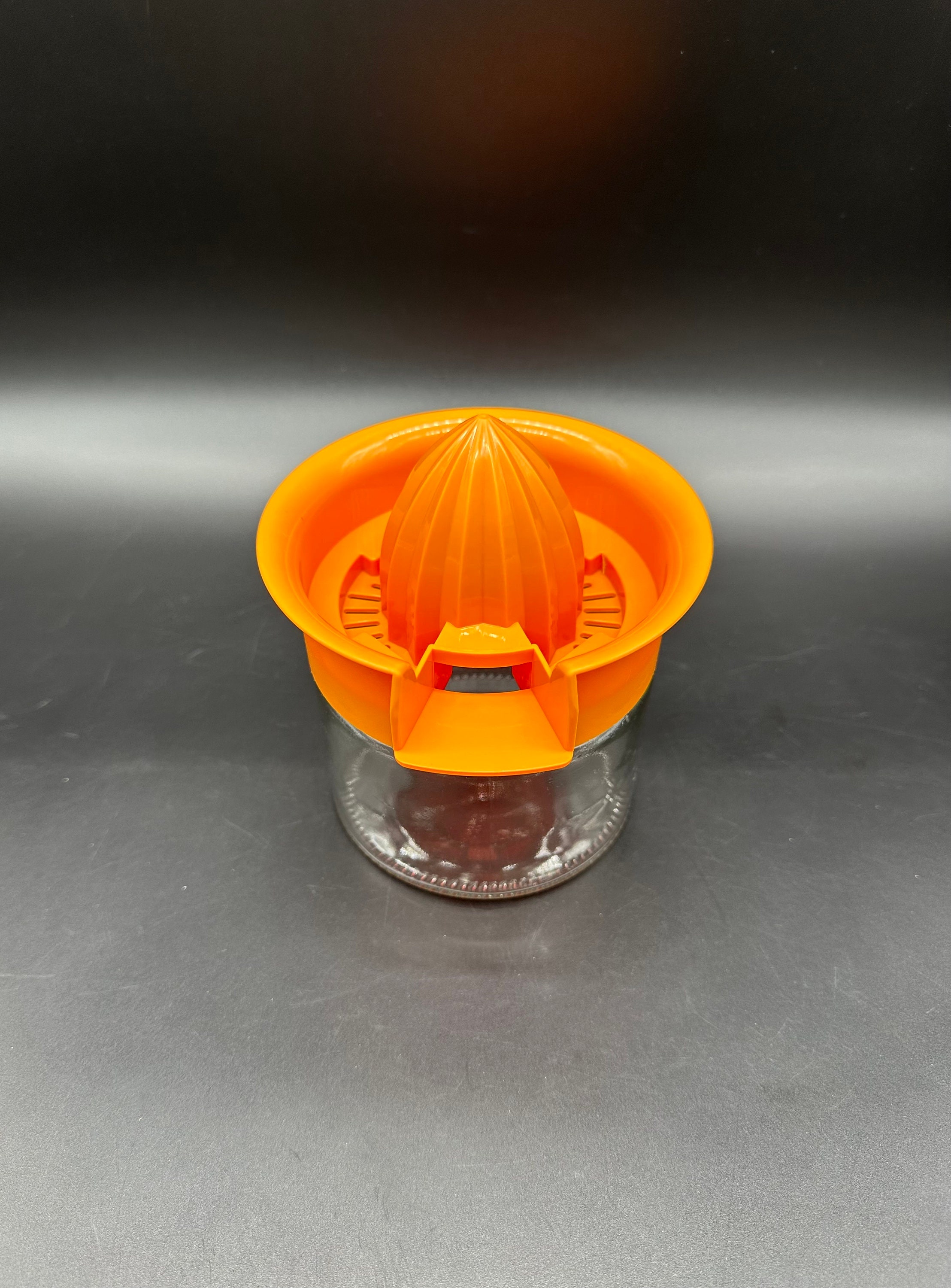 Vintage Citrus Juicer Plastic Glass Jar Container Hand Powered