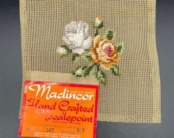 Vintage Needlepoint Embroidery Kit New Old Stock Flowers