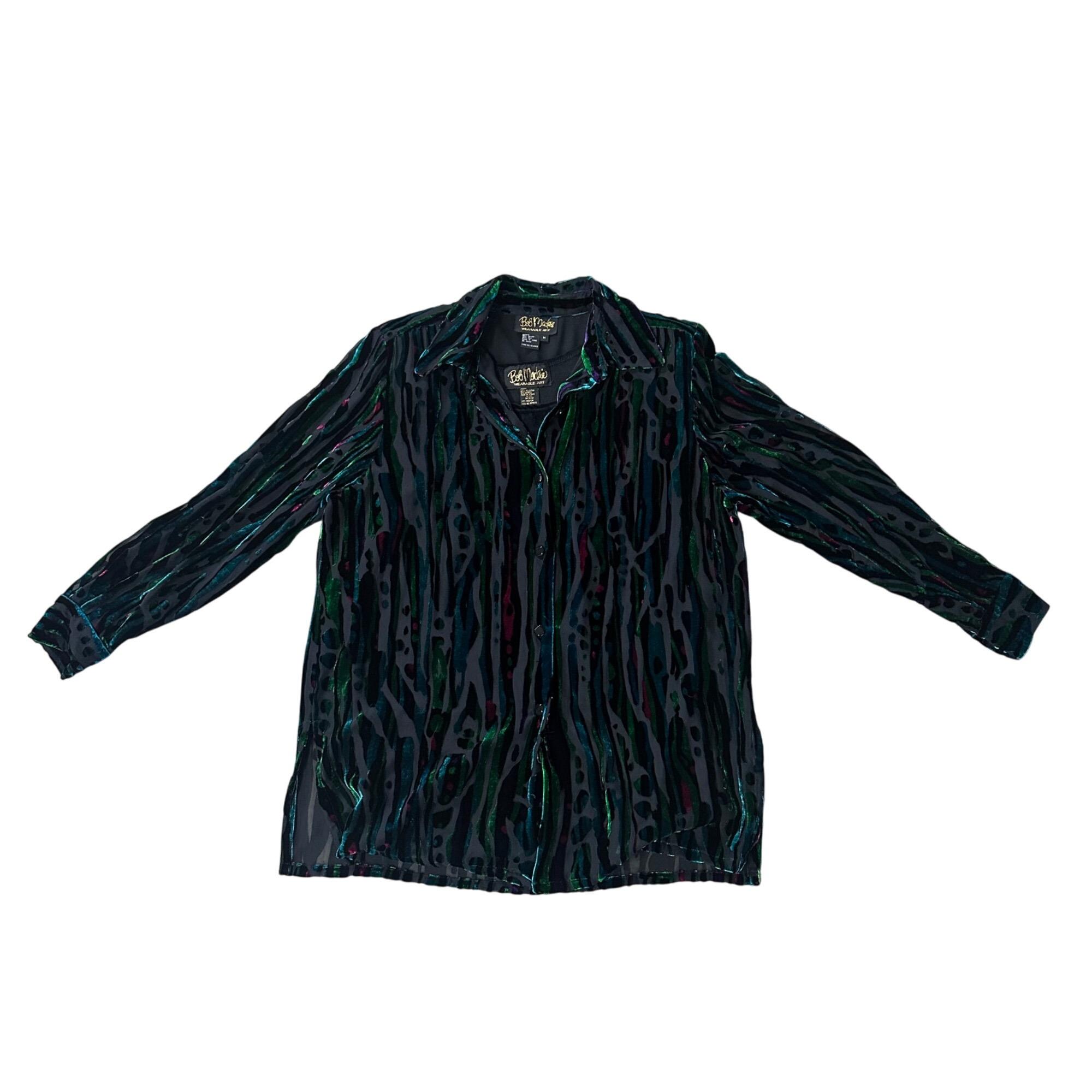 Vintage Bob Mackie Wearable Art Velour Burnout Animal Print Shirt