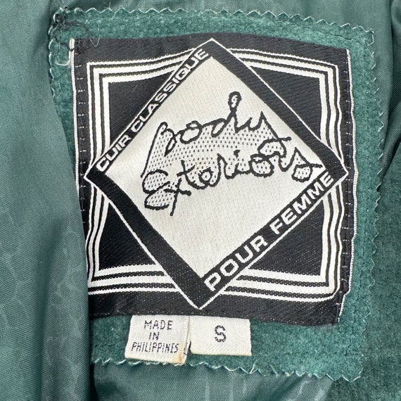 Vintage Suede Leather Jacket Womens Small Green F… - image 4