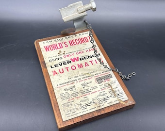 Vintage Lever Wrench Advertising Store Display Wood Wall Hanging Man Cave Garage
